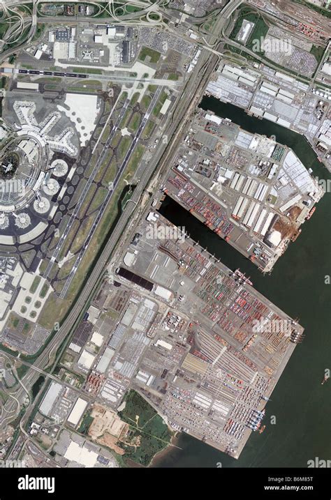 Aerial Map Above Port Of Newark And Newark International Airport