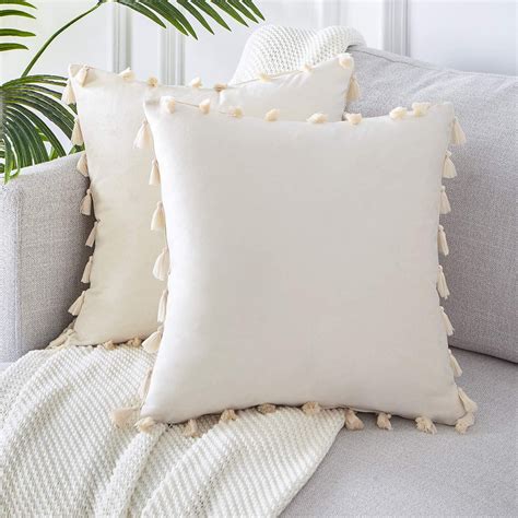 Topfinel Boho Decorative Throw Pillow Covers With Tassels For Couch Bed
