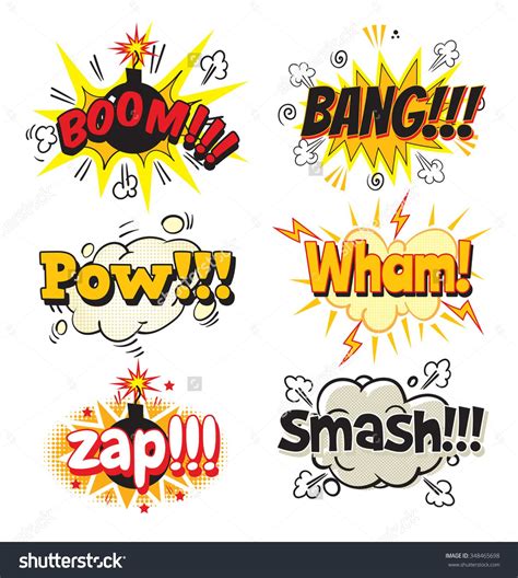 Boom Bang Pow Wham Zap Smash Bubble Template For Comics Pop Art