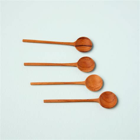 Teak Thin Spoons Small Set Of 4 Be Home
