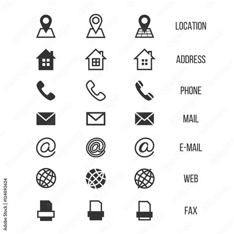 Business Card Vector Icons Home Phone Address Telephone Fax Web