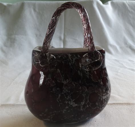 Stunning Murano Italian Hand Blown Art Glass Handbag Vase Etsy