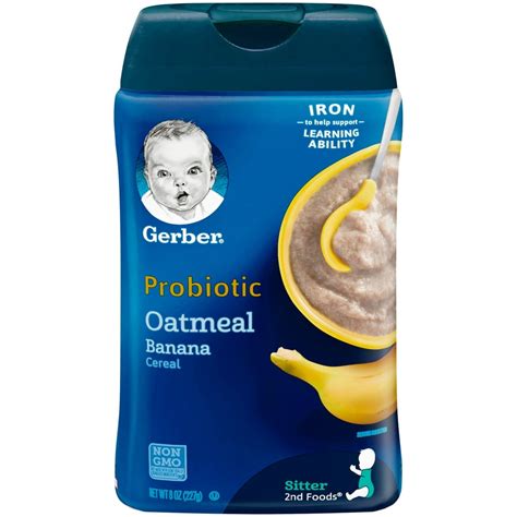 Gerber Oatmeal Baby Cereal Banana 8 Oz Canister