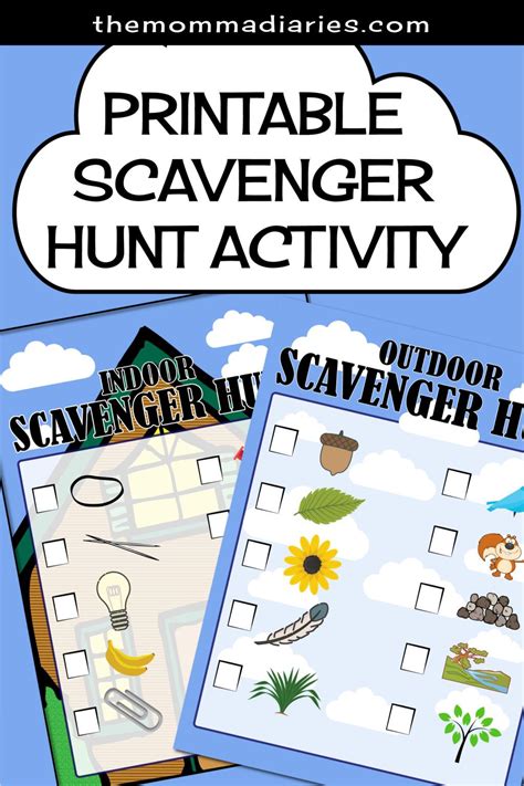 Free Printable Scavenger Hunt Indoor Outdoor Fun Scavenger Hunt
