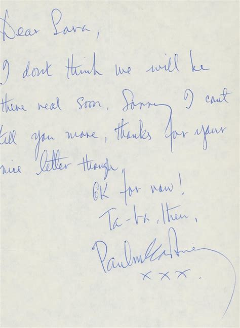 Paul Mccartney Handwritten And Signed Note The Beatles