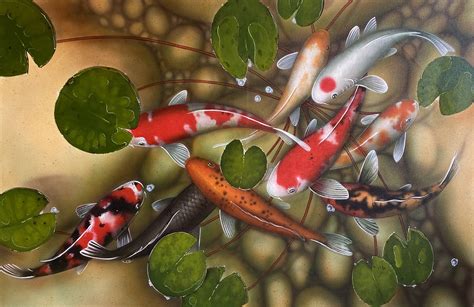 Famous Koi Fish Painting On Canvas Handmade Asian Paintings
