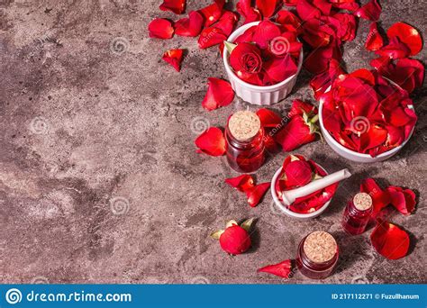 Rosewater With Rose Petals Stock Image Image Of Blooming 217112271