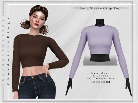 The Sims Resource Long Sleeve Crop Top T 392