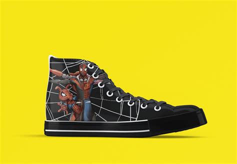 Miles Morales High Top Sneakers Spiderman Shoes Into The Etsy Uk