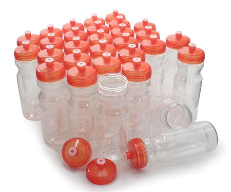 Rolling Sands Bpa Free 24 Ounce Clear With Orange Water Bottles Bulk