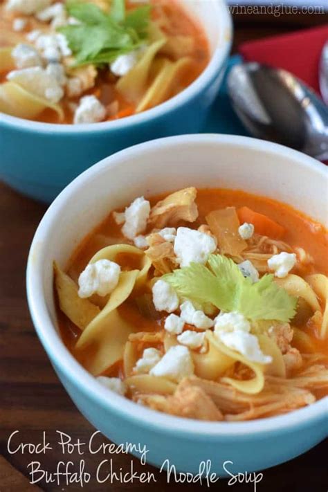 My mom originally made it when i was younger, and now i use the recipe in my home and tell my friends about it! Crock Pot Creamy Buffalo Chicken Noodle Soup - Wine & Glue