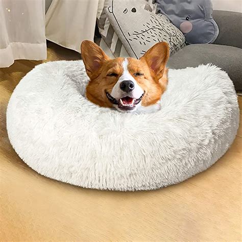 Homore Fluffy Dog Bed Furry Round Pet Beds For Small