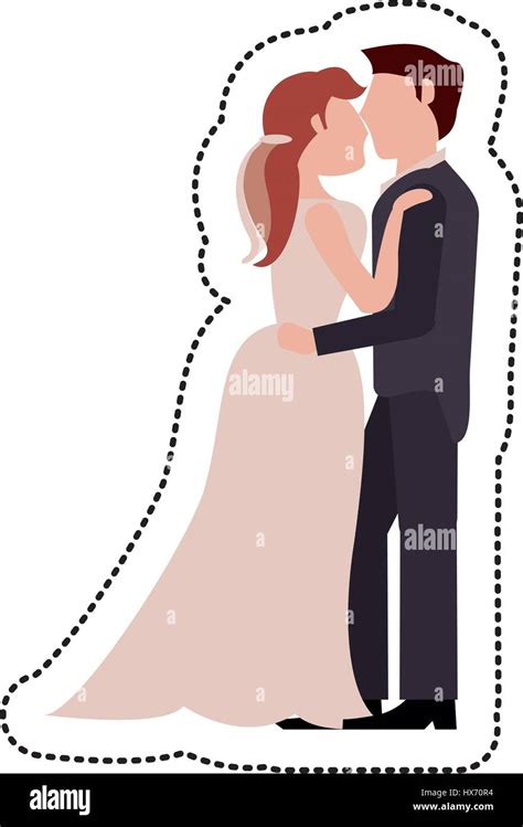 Couple Embrace Just Married Vector Illustration Ep 10 Stock Vector Image And Art Alamy