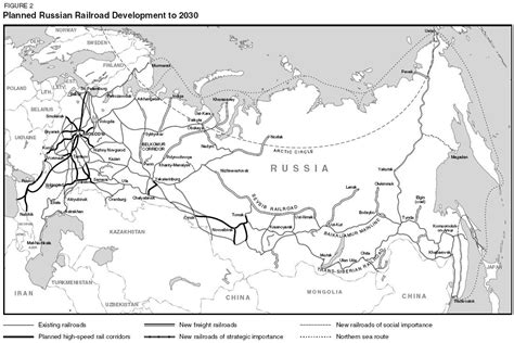 Kaart Van Rusland Treinen Spoorlijnen En Hogesnelheidstrein Van Rusland