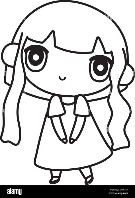 Kids Cute Little Girl Anime Cartoon Character Vector Illustration