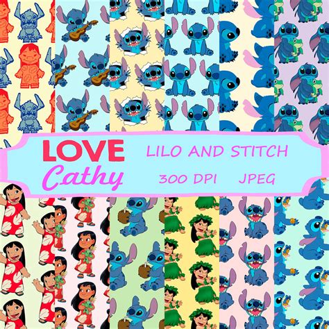 Lilo And Stitch Digital Paper JPEG Printable Party Etsy