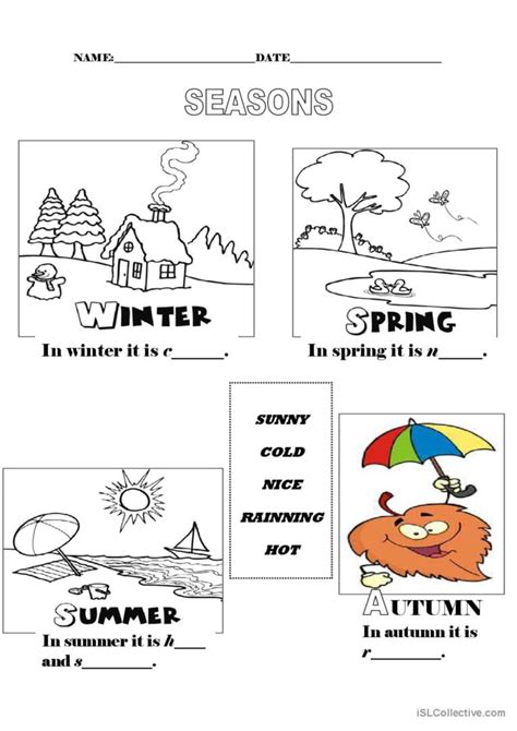 Seasons Picture Description English Esl Worksheets Pdf And Doc