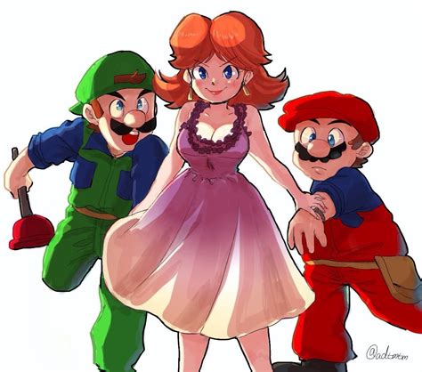 Movie Style Mario Luigi And Daisy By Nm Qi Super Mario Luigi And