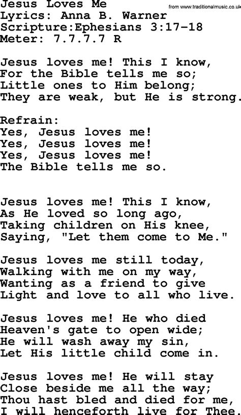 Good Old Hymns Jesus Loves Me Lyrics Sheetmusic Midi Mp3 Audio