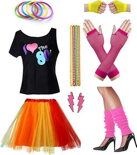 Women I Love The 80s Disco 80s Costume Outfit Accessories Set Amazon