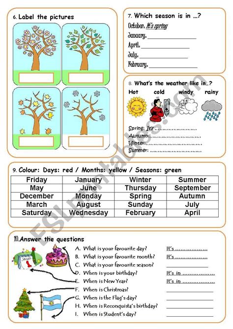Days Months And Seasons Worksheet In 2022 Seasons Worksheets