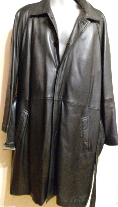 Mens Xl Danier Leather Trench Coat Black 48 50 Supers Gem