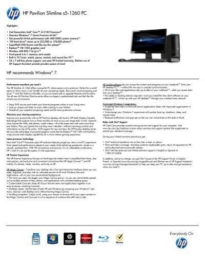 Hp Pavilion Slimline S5 1260 Pc Hp Home And Home Office