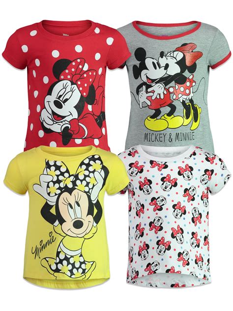 Disney Mickey Mouse Minnie Mouse Toddler Girls 4 Pack T Shirts Infant