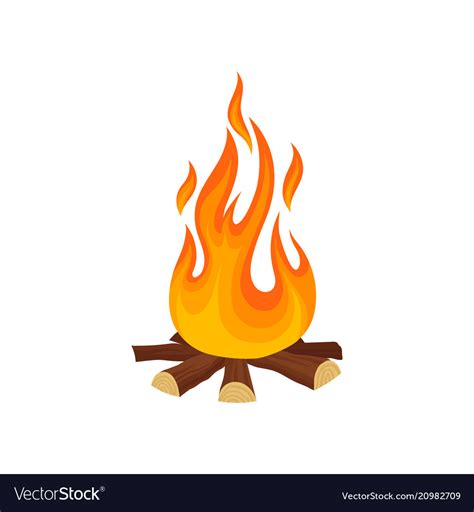 Cartoon Icon Of Bonfire Campfire Tree Logs Vector Image