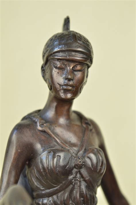 Bronze Sculpture Art Deco Warrior Woman Knight Lady Bas Statue Art Deals