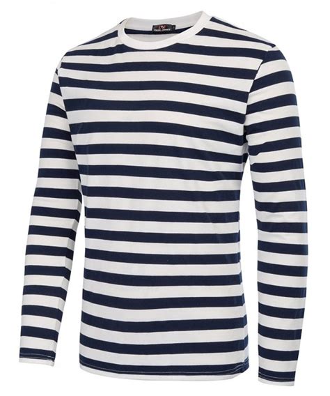 Men S Basic Striped T Shirt Long Sleeve Crew Neck Cotton Shirt Navy Narrow Stripe Ca188z0owi7