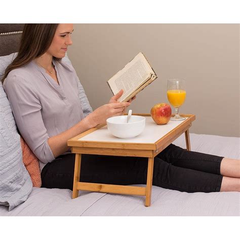 Ktaxon Adjustable Wood Bed Tray Lap Desk Serving Table Folding Legs