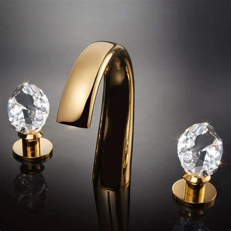 3 holes number of handles : ICE Crystal 3-hole Bathroom Faucet | Polished Gold