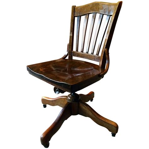Antique Vintage Oak Office Swivel Chair Desk Chair At 1stdibs