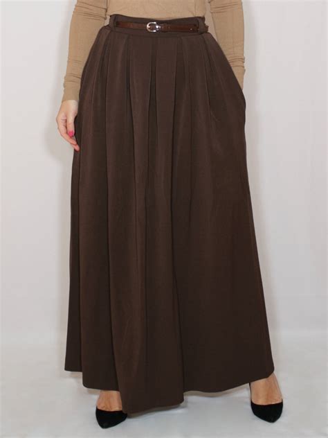 Brown Long Skirt With Pockets Maxi Skirt High Waist Skirt Etsy