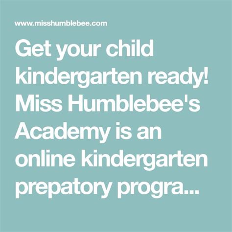 Get Your Child Kindergarten Ready Miss Humblebees Academy Is An