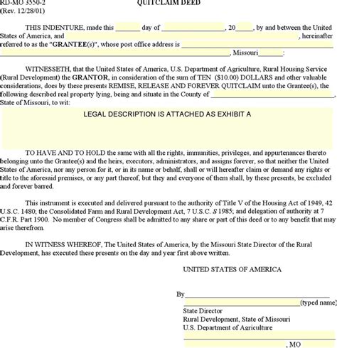 Free Missouri Quitclaim Deed Form Pdf Kb Page S