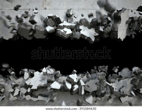 Explosion Cracked Concrete Wall Destruction Abstract Stock Illustration