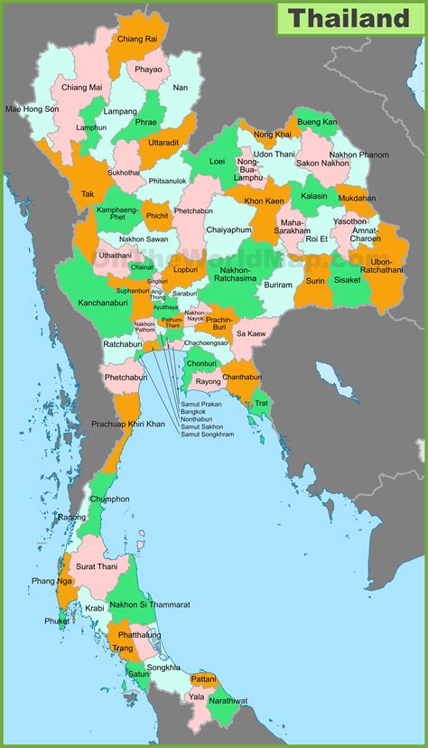 Thailand Provinces Map LARGE | Thailand map, Thailand travel guide