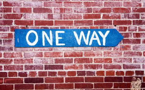One Way Sign On Brick Wall Stock Photo Image Of Architecture 27413836