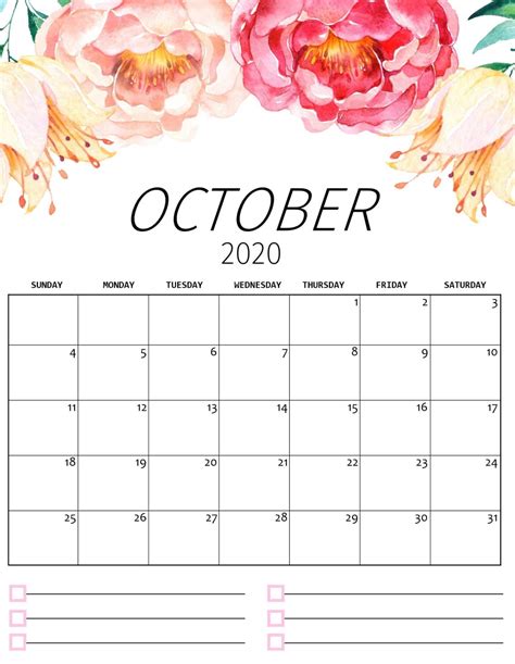 Free Blank October 2020 Calendar Printable Templates Excel Word Pdf