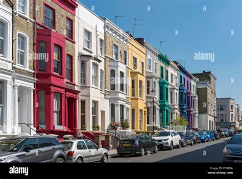 Colourful House Fronts On Lancaster Road In Notting Hill Area London