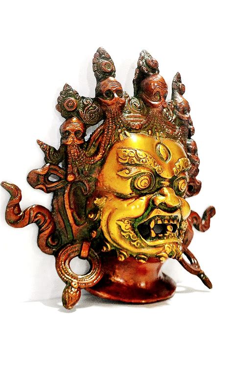 Dharmapala Mahakala Brass Mask Traditionalartofnepal Com