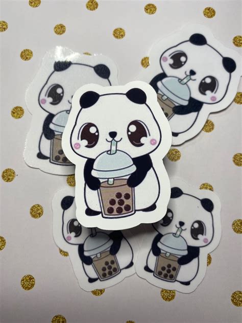 Cute Panda With Boba Tea Etsy