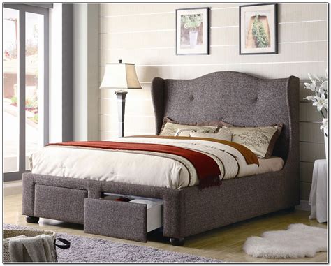 Upholstered Queen Bed With Drawers Beds Home Design Ideas