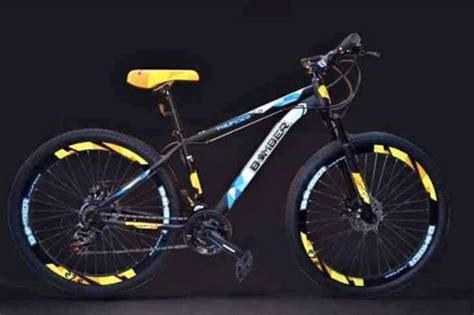 The mountains, trees, mountain bikers and ground are all finished in a textured black powder coat. MOUNTAIN BIKE BOMBER 27.5, Sports Equipment, Bicycles ...