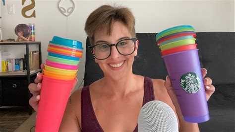 Asmr With Colorful Cups🥤🌈 Tingly Tapping Scratching Cups On The Mic Youtube