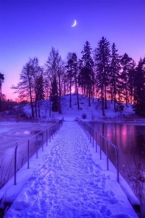 Purple And Blue Winter Scenery Winter Pictures Beautiful Nature