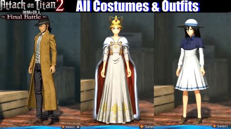 Aot 2 Costumes And Outfits Unlockable And Dlc Attack On Titan 2 Final