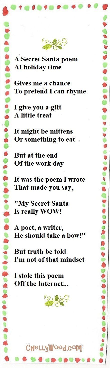For More Free Secret Santa Poems